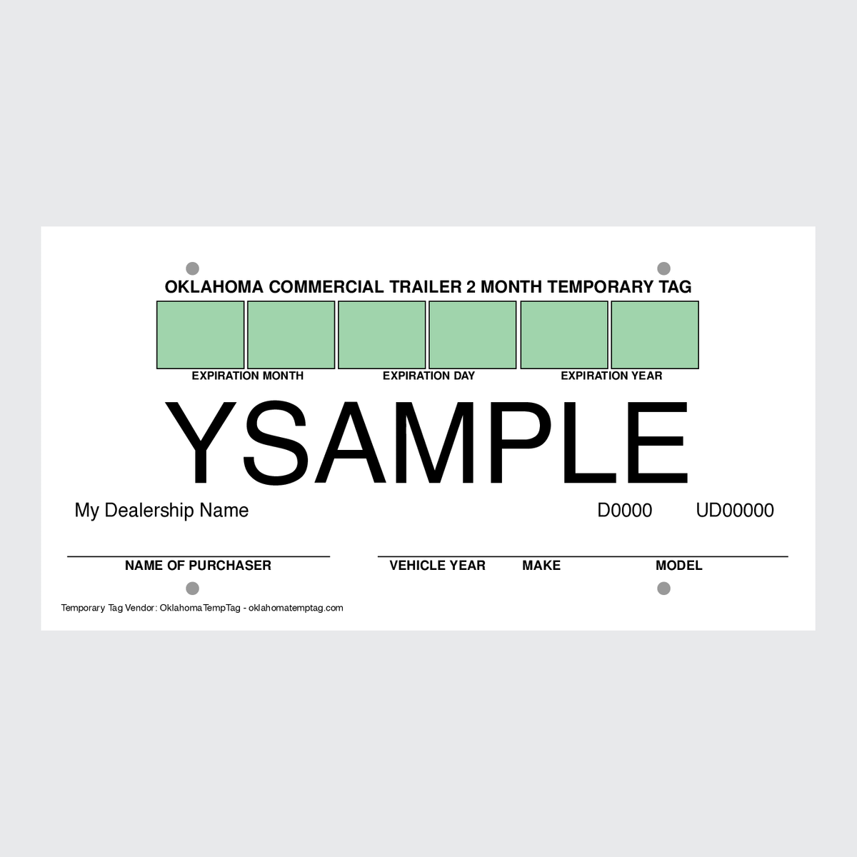 Oklahoma Commercial Trailer Temp Tag